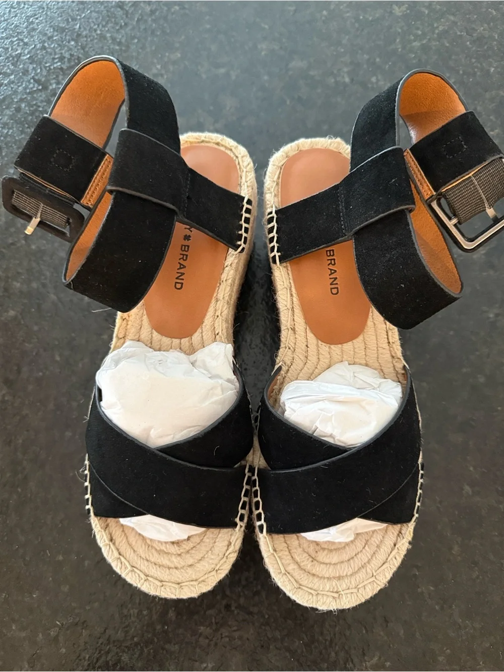 Lucky Brand Black Wedge Sandals